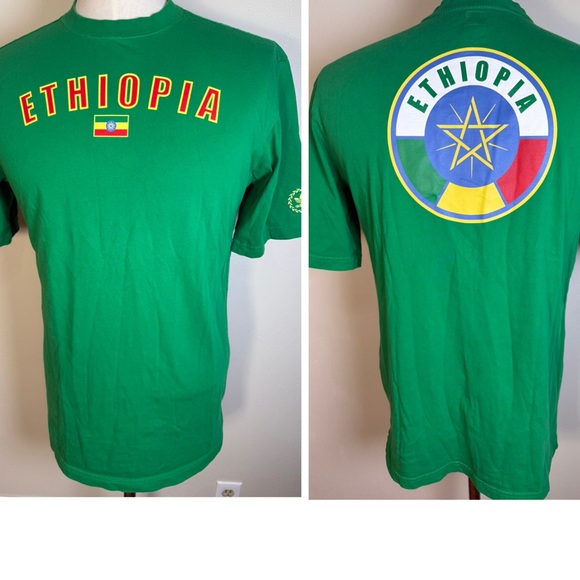 Adidas Ethiopia Mens Tee Shirt M L Green Vintage T Flag Vintage Soccer Green - Picture 1 of 8